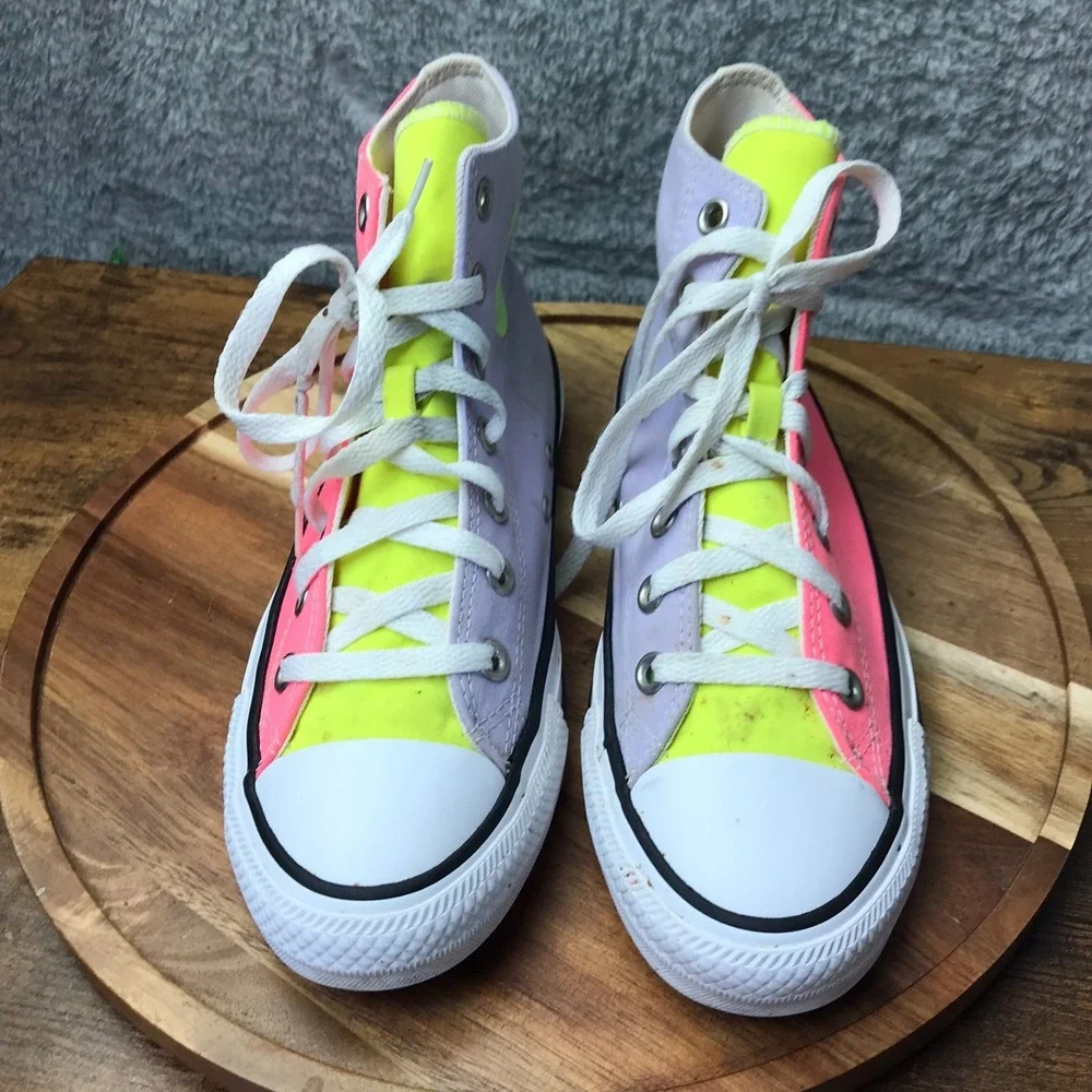Converse Chuck Taylor All Star High Top M 6 W 8 Neon‎ Colorblock Sneakers
